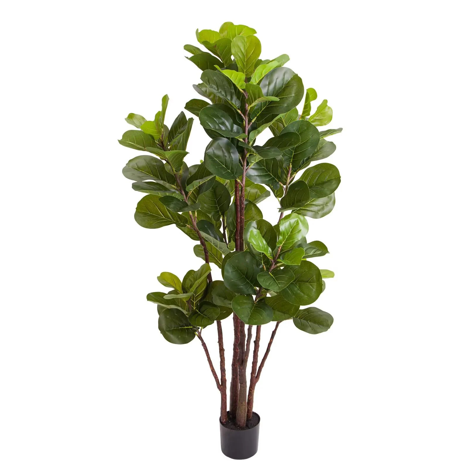 Qeetex 5FT Fiddle Leaf Fig Tree Faux Trees with 72 Artificial Fiddle Leaves Large Fake Floor Plant with Black Pot for Home Office Living Room Decor | Lowe's