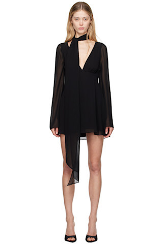 GUIZIO - Black Issy Wrap Around Minidress | SSENSE