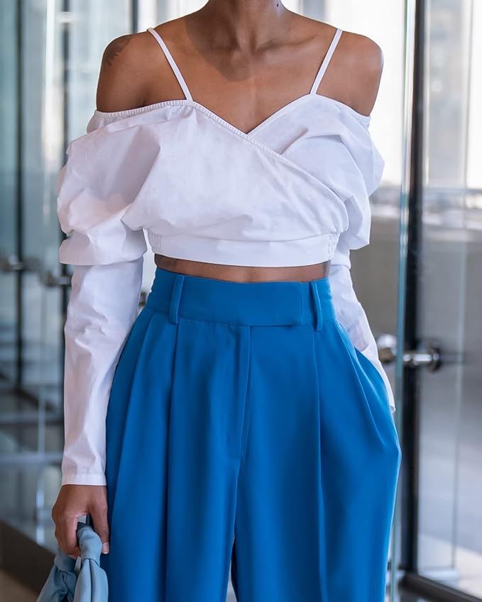 The Drop Women's White Off Shoulder Draped Crop Top by @signedblake | Amazon (US)