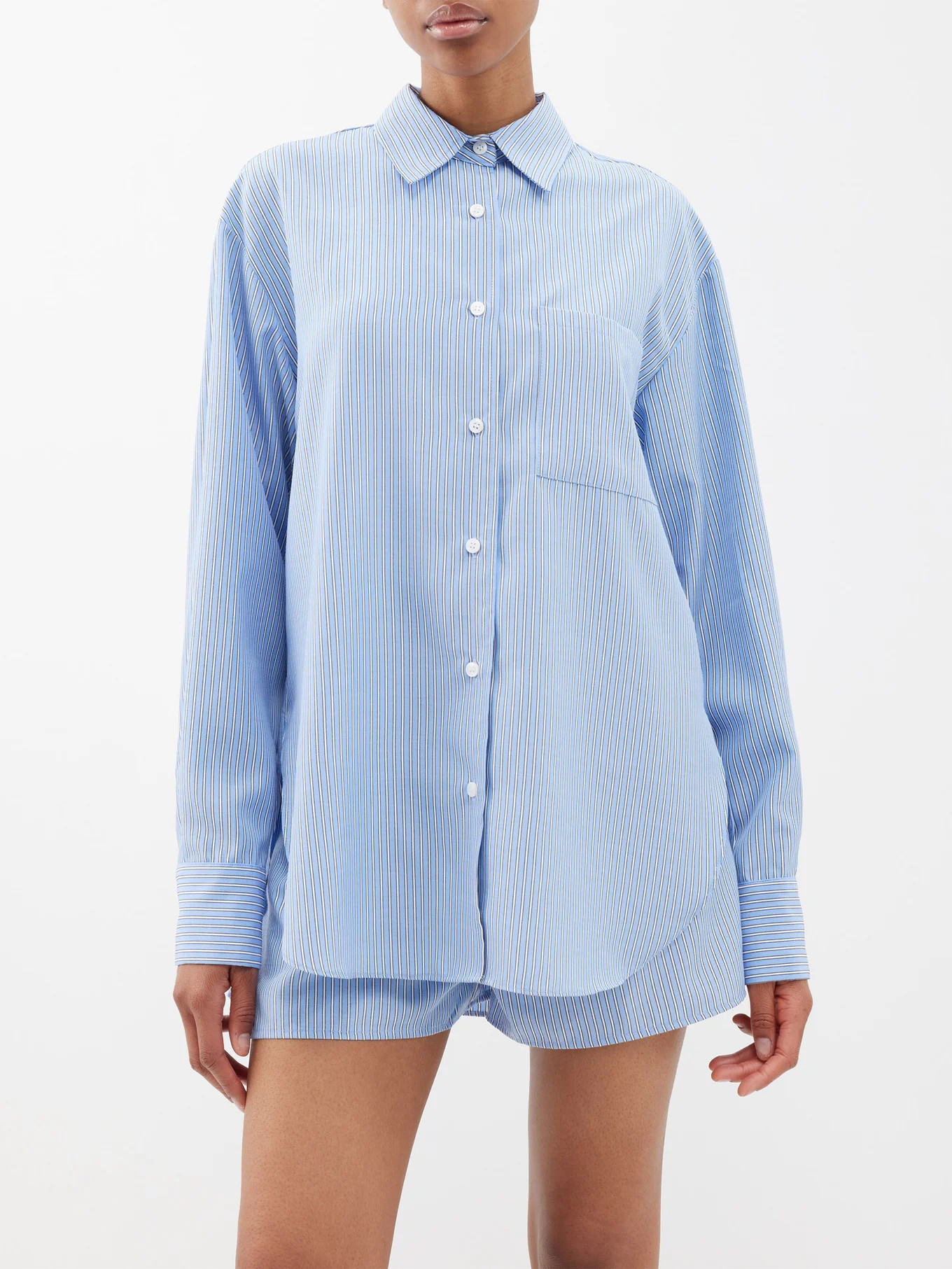 Lui striped twill oversized shirt | The Frankie Shop | Matches (UK)