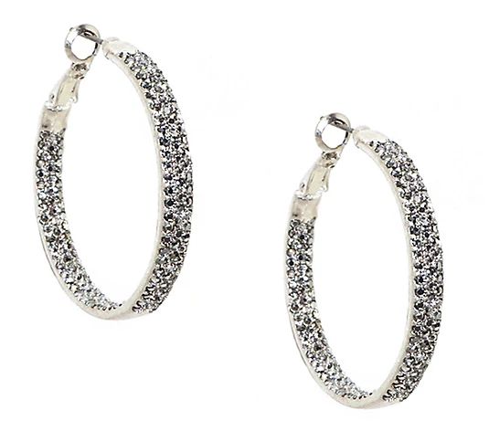 Marlyn Schiff 1-1/2" Pave Hoop Earrings - QVC.com | QVC