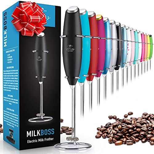 Zulay Original Milk Frother Handheld Foam Maker for Lattes - Whisk Drink Mixer for Coffee, Mini Foam | Amazon (US)