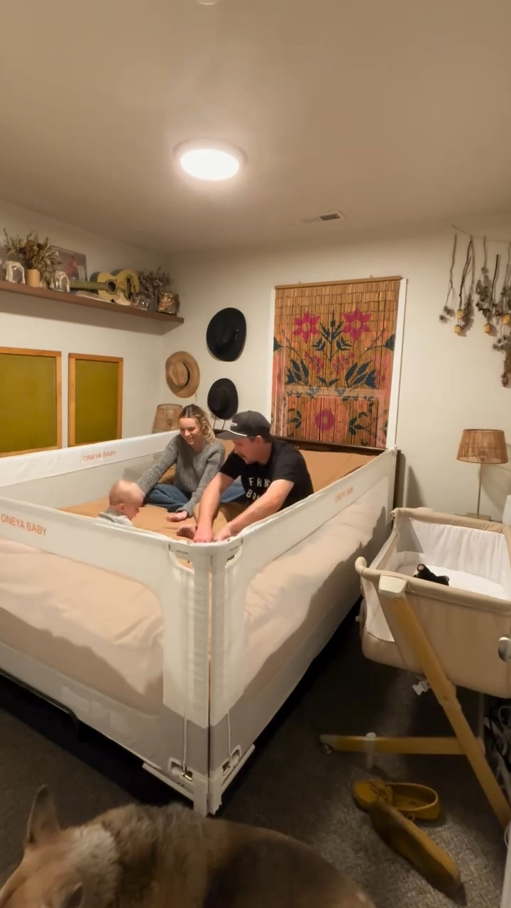 This was very overdue, and we are so stoked to finally have some barriers up on the bed. Harlan co-sleeps with us, and also likes the bed during nap time, so this is something we’ve been meaning to do for a while. The pillow barriers don’t cut it anymore. We still make sure to have a camera on him at all times, but this relieved so much anxiety when he’s sleeping in the room without us. 

We found these railings on Amazon- I looked and looked for a more local brand and had no luck finding any even close to as good as this one. This was by far the best looking, best price, and tallest option. Plus we wanted to make sure whatever we got was able to set up and take down, and this one’s great so far. I’ll link these in our Amazon stoke front if anyone’s interested! 

#babyproofing #cosleeping #cosleepingfamily #breastfeeding #parenthoodjourney

#LTKBump #LTKBaby #LTKmomlife