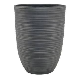 Southern Patio Cabana 13.5 in. x 18 in. Gray High-Density Resin Tall Bullet Planter-HDR-049494 - ... | The Home Depot