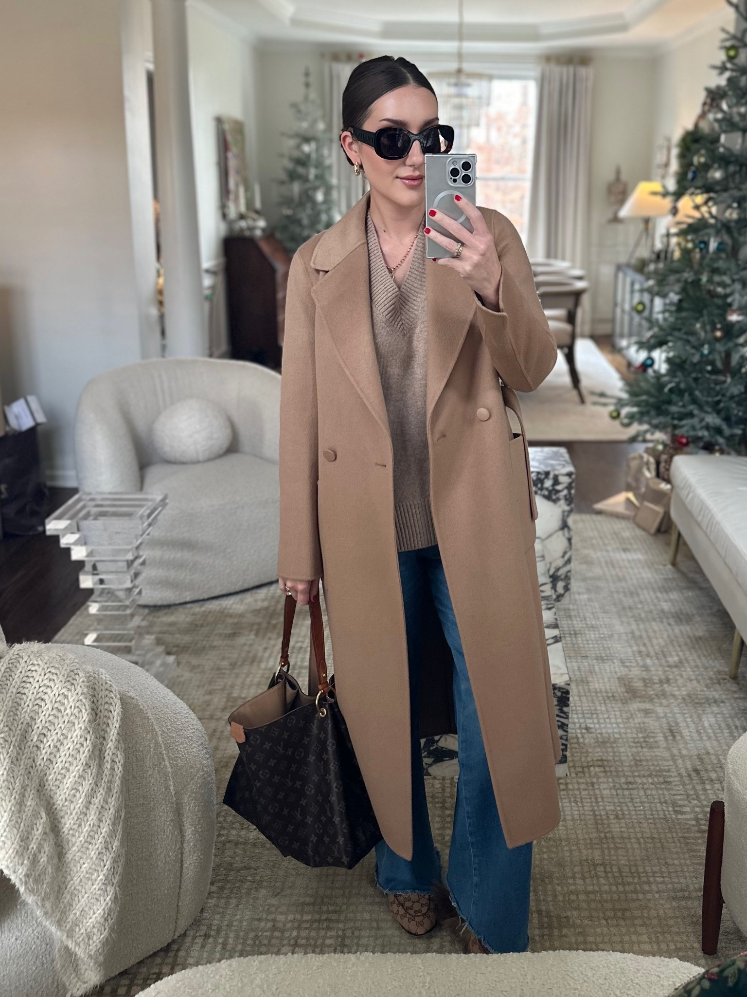 Casual ootd 
I’ve been wearing this wool/cashmere camel coat with everything lately 🤎
Sweater medium 

#LTKHoliday #LTKootd