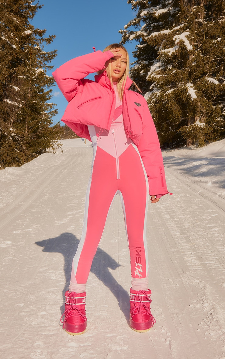 PRETTYLITTLETHING SKI Pink Puffer Jacket | PrettyLittleThing US