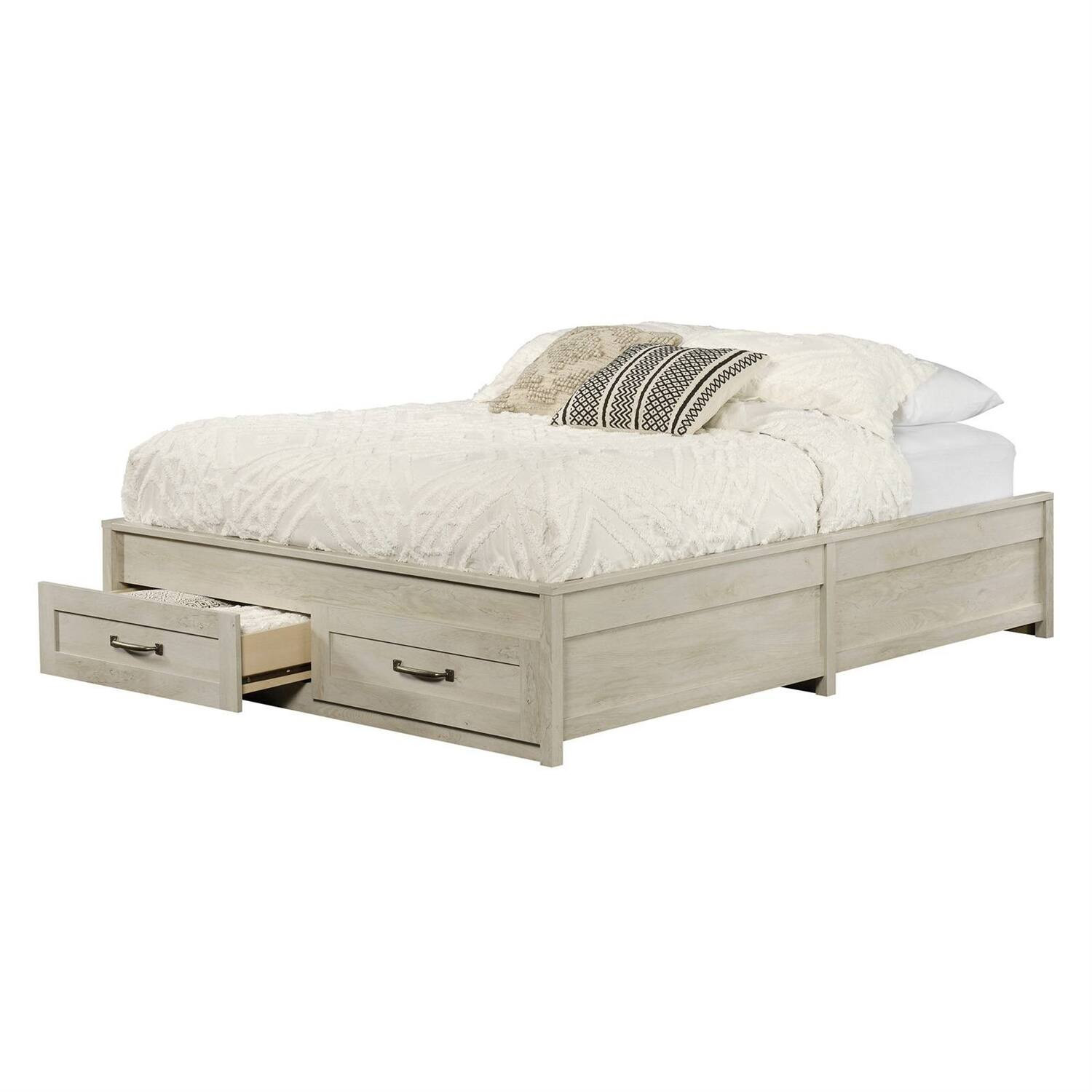 Hivvago - Queen Farmhome Platform Bed with Storage Drawers in Wood Finish - Off White | Best Buy U.S.