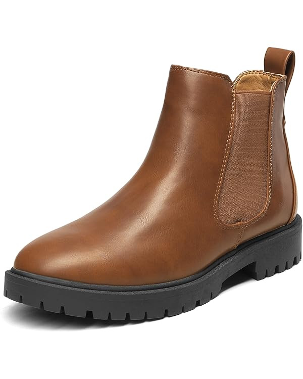 DREAM PAIRS Women's Low Heel Chelsea Ankle Boots Fashion Slip On Elastic Fall Booties Shoes | Amazon (US)