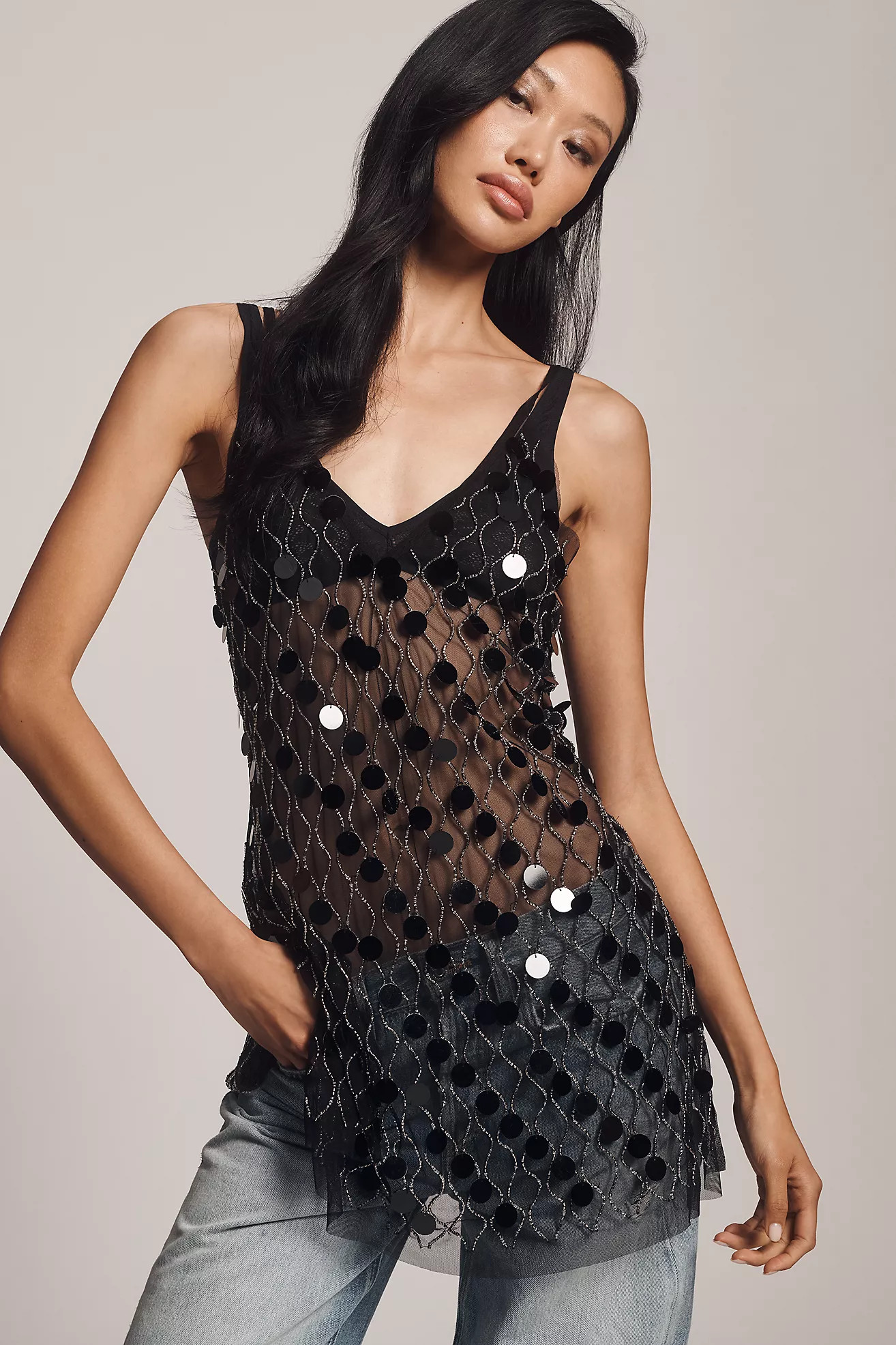 By Anthropologie Sequin-Embellished Cami Tunic | Anthropologie (US)