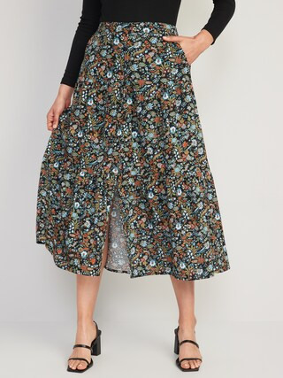 Floral-Print Tiered Button-Front Maxi Skirt for Women | Old Navy (US)