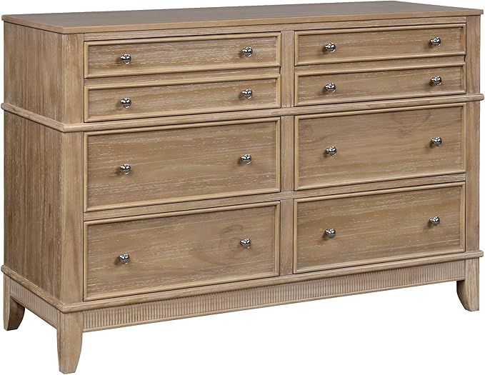 Amazon.com: Knocbel Rustic 6-Drawer Dresser with Silver Finish Handles, Solid Wood Double Chest o... | Amazon (US)