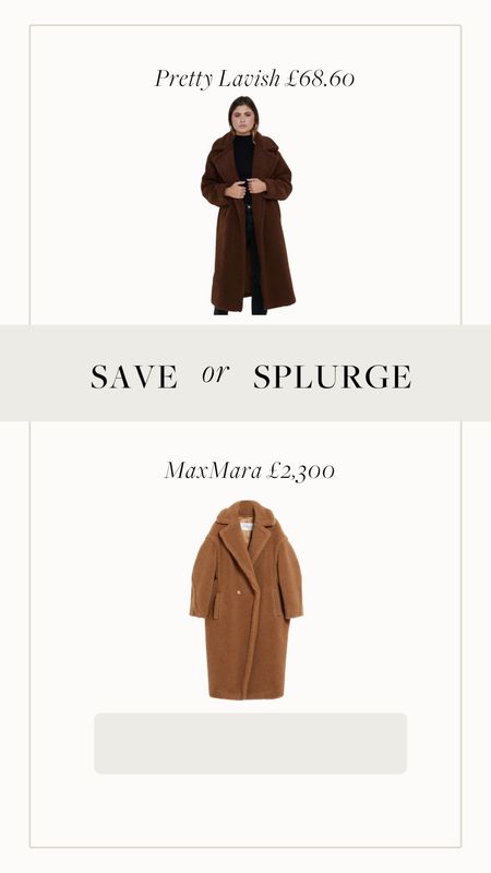 Save or splurge? 



Brown, Camel teddy coat 

#LTKeurope #LTKfit #LTKunder100