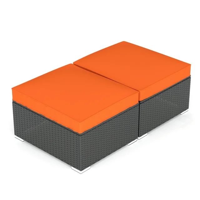 Ainfox 2 Pcs Outdoor Patio Furniture Ottoman on Clearance, Orange | Walmart (US)