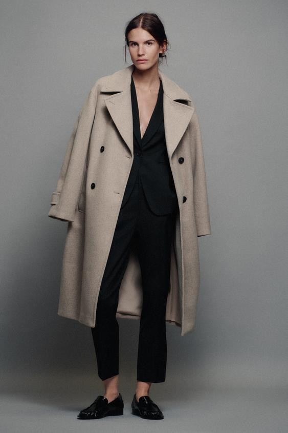 Zara - Soft Oversized Coat - Beige - M - Woman | Zara US