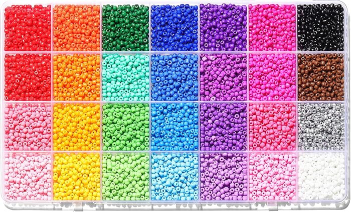 28 Colors 3mm Seed Beads, 7200PCS Glass Seed Beads Kit for Jewelry Making, Craft and Bracelet Mak... | Amazon (US)