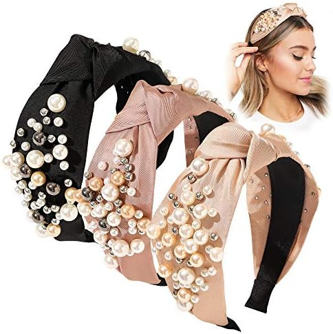 Ivyu Headbands for Women Head Bands - Knotted Pearl Headband Diademas Para Mujer De Moda Hair Acc... | Amazon (US)