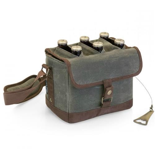 Samuel Modern Classic Khaki Green Cotton Canvas Beer Caddy Tote | Kathy Kuo Home