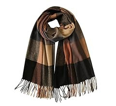 Plaid Scarfs for Women Men Winter Warm Long Shawl Wraps Big Grid Large Soft Thick Blanket Scarfs | Amazon (US)