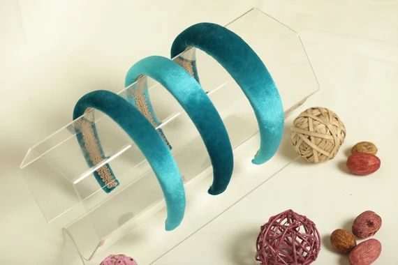 Turquoise velvet headband Padded headband Turquoise headpiece | Etsy | Etsy (US)