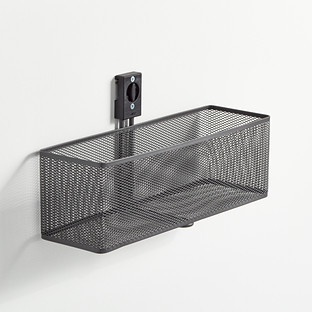 Garage— by Elfa Track Mesh Basket Matte Grey | The Container Store