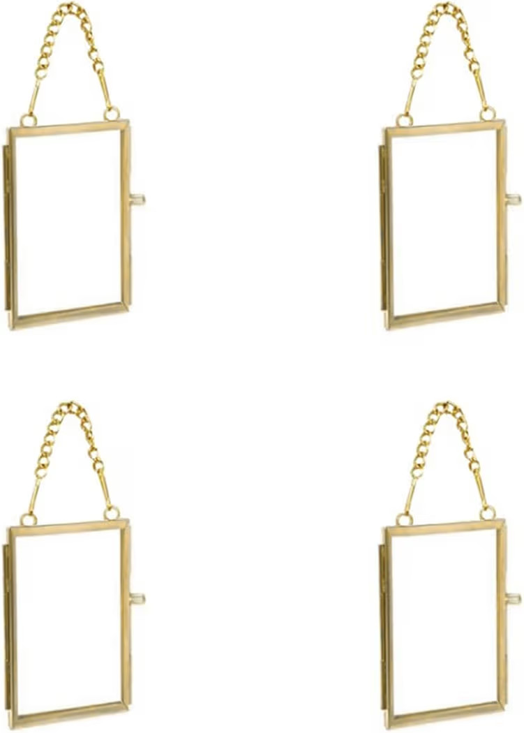 4PCS Glass Frame for Pressed Flowers, 2x3 Inch Brass Hanging Photo Frame Double Glass Frame with ... | Amazon (US)