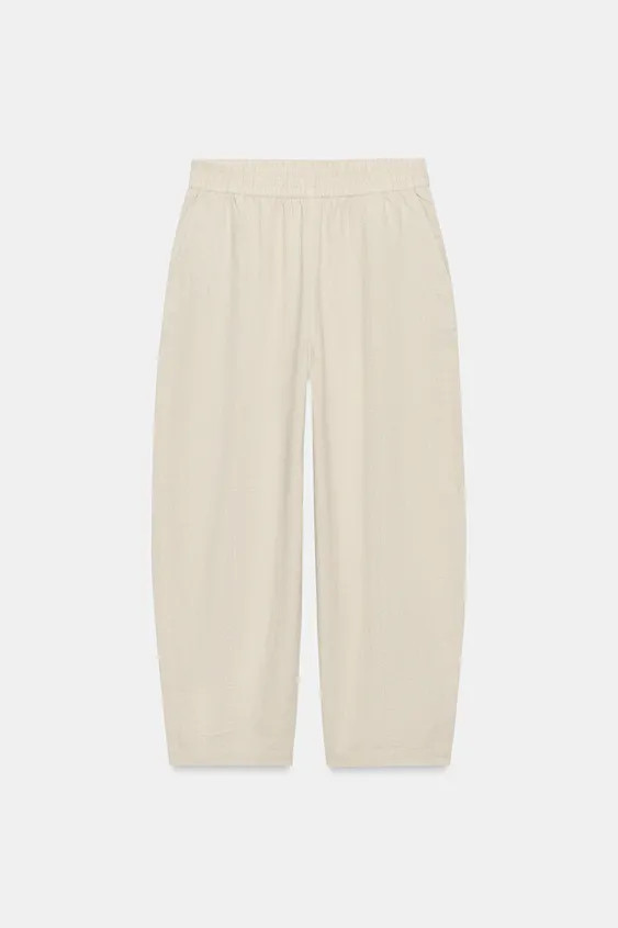 BARREL LINEN BLEND TROUSERS | Zara UK