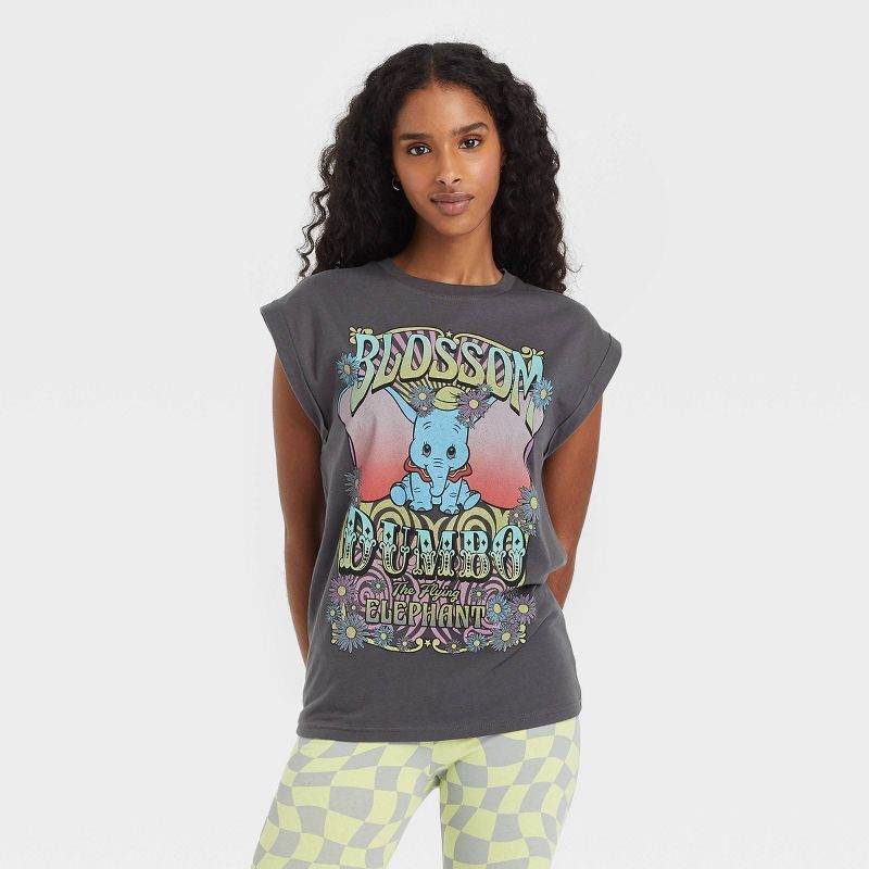 Women's Disney's Dumbo Poster Graphic Tank Top - Charcoal Gray | Target