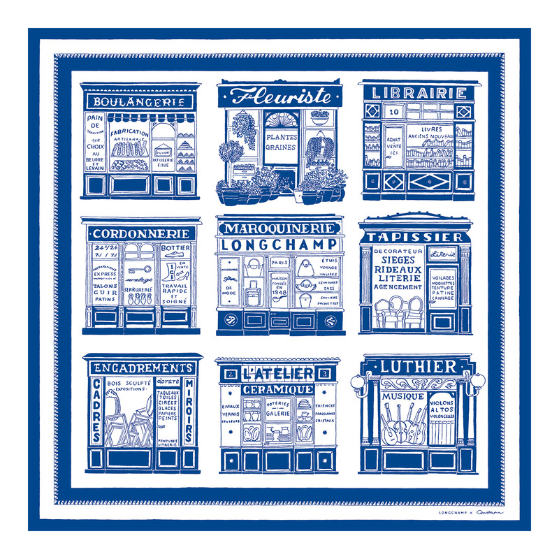 Les Artisans de Paris Silk scarf 70 Cobalt - OTHER | Longchamp US | Longchamp