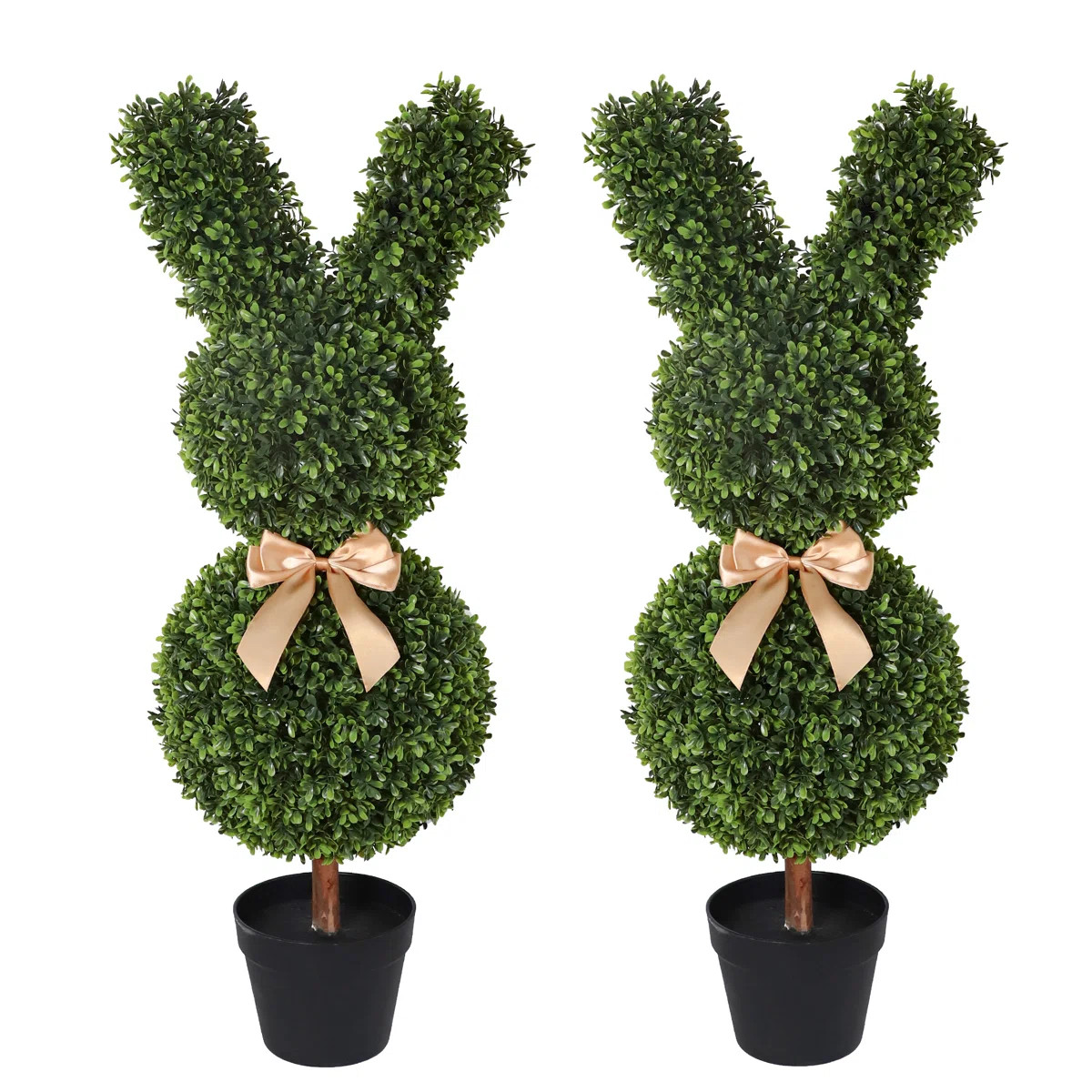 36" Artificial Boxwood Rabbit Topiary Tree (set Of 2) | Wayfair North America