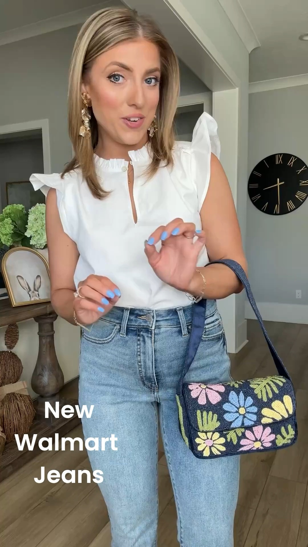 Head to toe Walmart and I am obsessed 🤍 This white ruffle top is one of those pieces that makes any outfit look put together, and these jeans fit so good. Adding this woven bag makes the whole look feel like something from a much more expensive store.

#walmartfashion #walmartstyle #affordableoutfits #everydayfashion #momoutfits #walmarthaul #springstyle #budgetfashion #casualoutfit #denimstyle

#LTKPetite #LTKootd