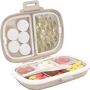 Daily Pill Organizer, 8 Compartments Portable Pill Case, Pill Box to Hold Vitamins, Cod Liver Oil | Amazon (US)