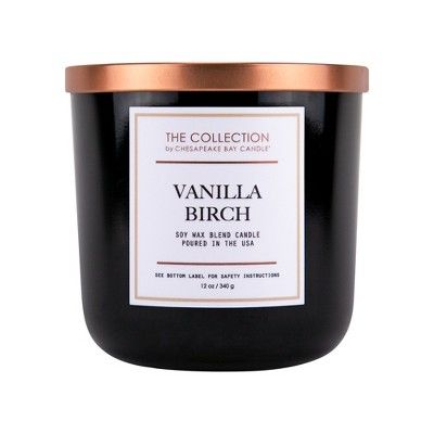 12oz Lidded Black Jar Candle Vanilla Birch - The Collection By Chesapeake Bay Candle | Target