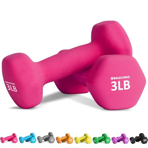 Balelinko Home Gym Equipment Workouts Strength Training Weight Loss Pilates Weights Yoga Sets Free Weights for Women, Men, Seniors and Youth, 3LB Pink, Pair | Amazon (US)