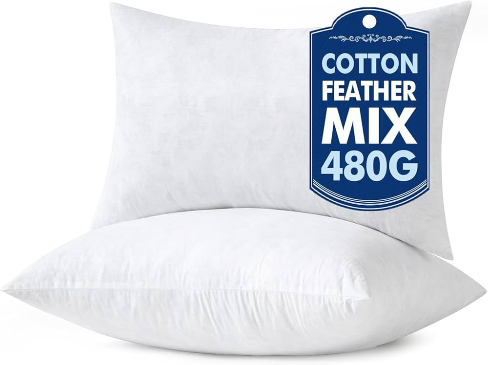 MIULEE Pillow Inserts 12x20 Inch Set of 2, Feather Mix Polycotton with Cotton Fabric Rectangle De... | Amazon (US)