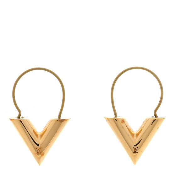 Brass Essential V Hoop Earrings Gold | FASHIONPHILE (US)