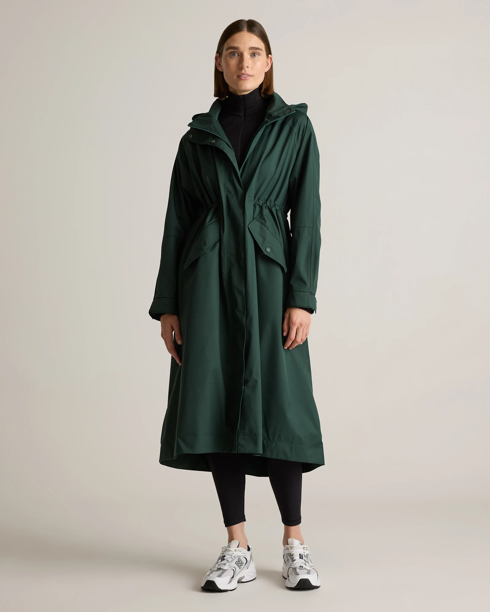 Quince | Women's Weatherproof Rain Trench Coat in Dark Spruce, Size Large, Polyester/Recycled Polyester Blend | Quince