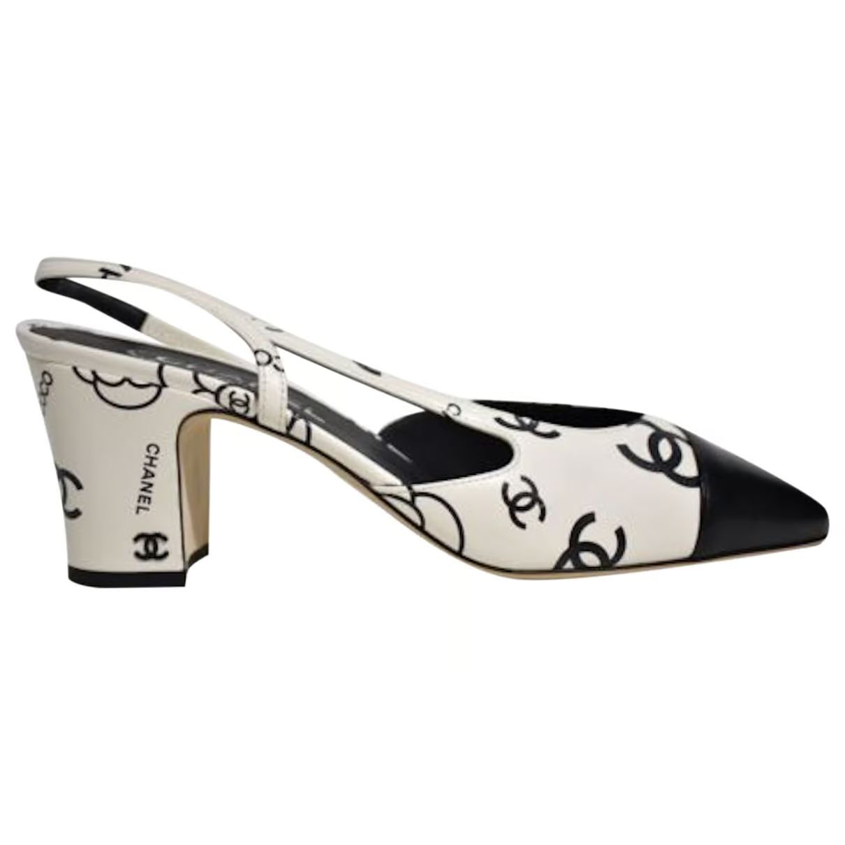 Slingback leather sandal Chanel White size 37.5 EU in Leather - 32826653 | Vestiaire Collective (Global)