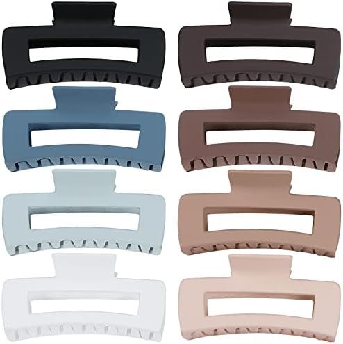 4.1 Inch Large Hair Claw Clips 8 Pcs Rectangle Hair Clips Big Hair Clips for Thick Hair Nonslip Rect | Amazon (US)