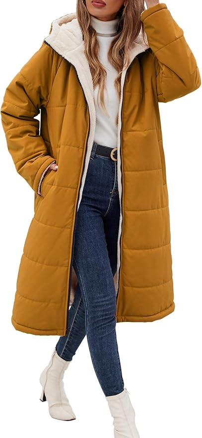 Women Winter Coats Fleece Long Coats Jackets Oversized Warm Down Jacket with Hood | Amazon (US)