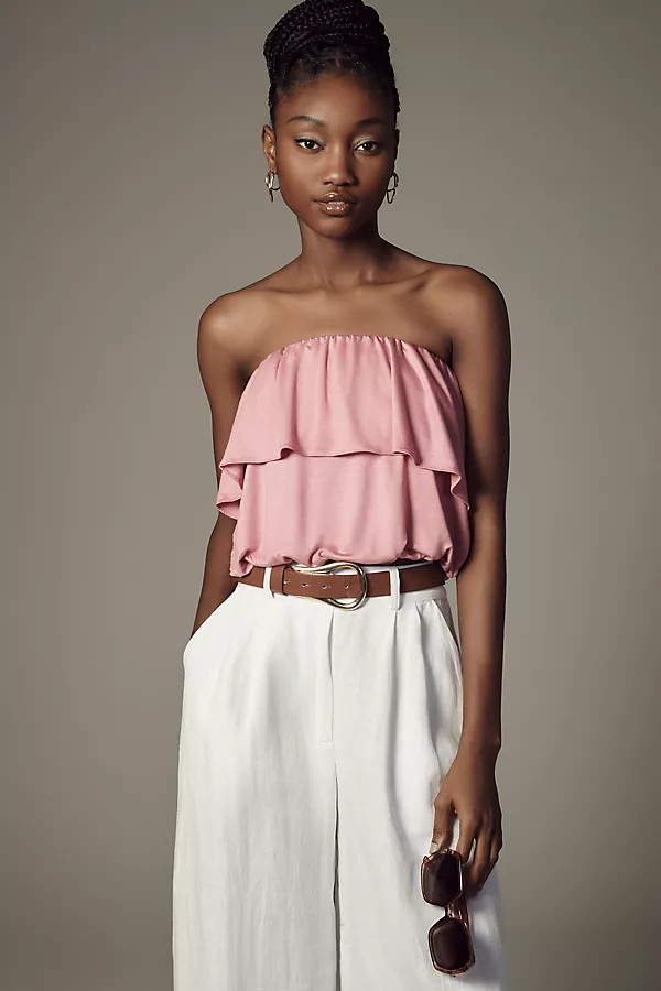 By Anthropologie Strapless Flounce Top | Anthropologie (US)