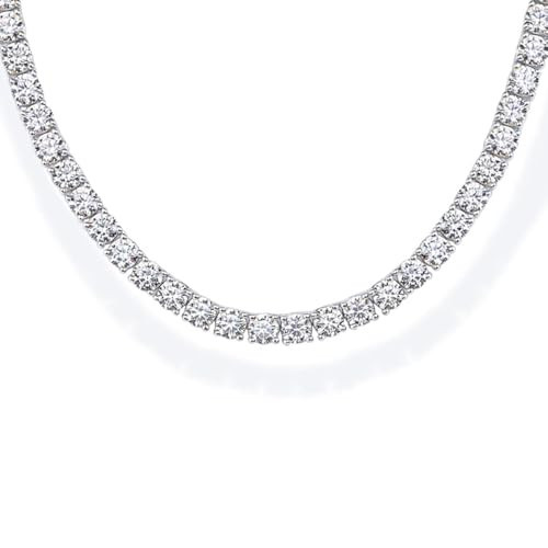 PAVOI Rhodium Plated Tennis Necklace for Women | 3mm Cubic Zirconia Dainty Gold Tennis Necklaces | Simulated Diamond Tennis Chain | Trendy Fashion Jewelry - 15" | Amazon (US)
