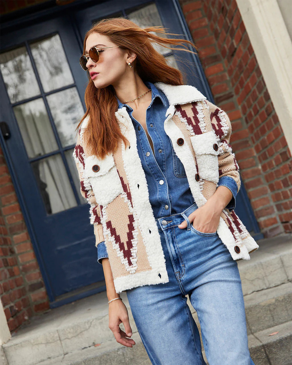 Sweeney Contrast Sherpa Trim Shacket | VICI