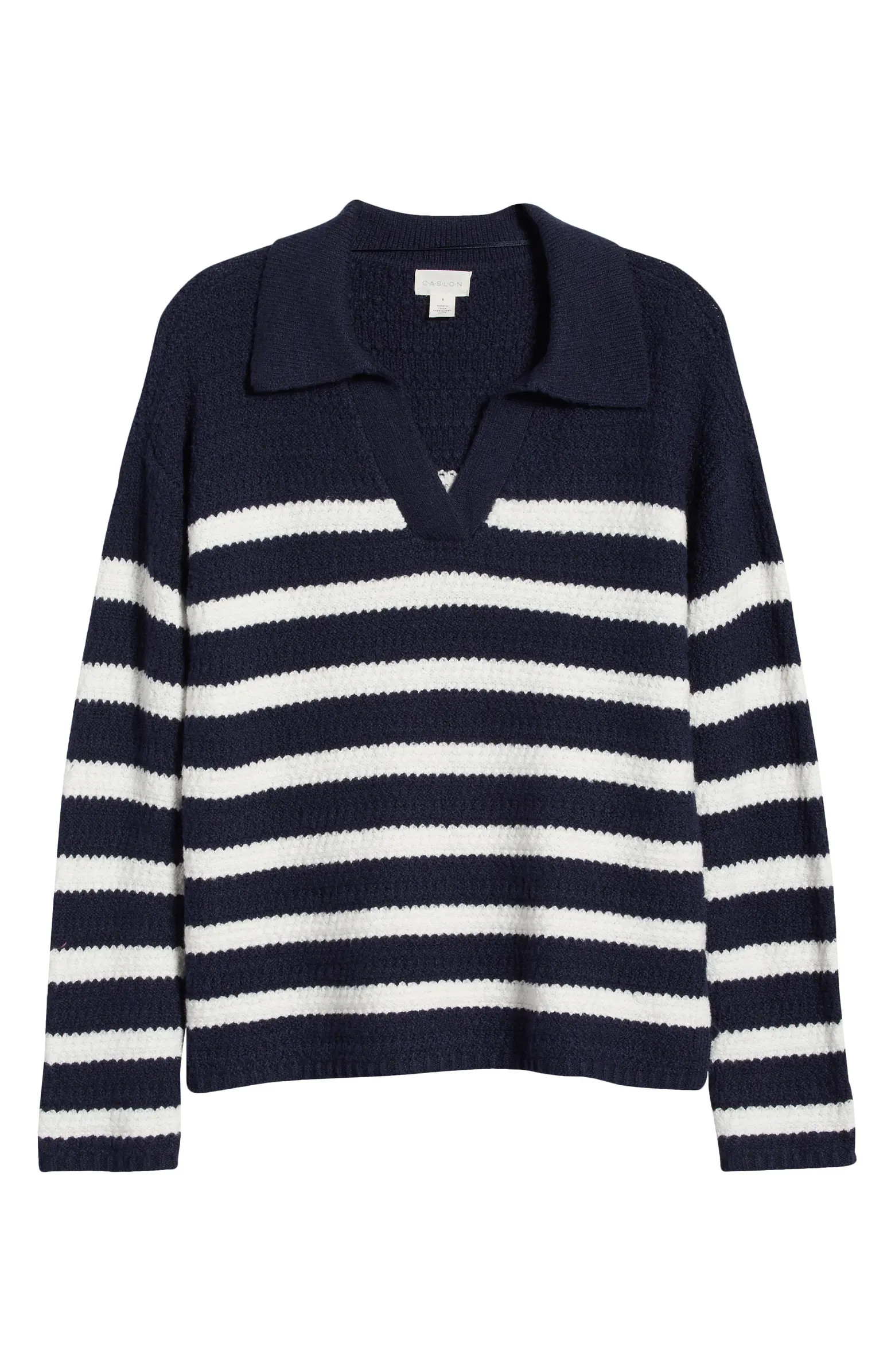 Caslon® Stripe Textured Polo Sweater | Nordstrom | Nordstrom