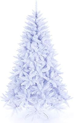 Artificial Christmas Tree Classic Xmas Pine Tree with Solid Metal Stand 5/6/7 FT Unlit (White) | Amazon (US)