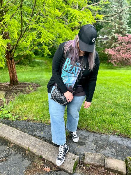 ✨SIZING•PRODUCT INFO✨
⏺ Smiley Face Black Baseball Cap @amazonfashion 
⏺ Straight Leg Jeans with Side Slit - Run a little big - Junior’s 16 @targetstyle 
⏺ Black @converse Chucks Hightop Sneakers - size down 1/2 
⏺ Black Crossbody Bag with Chain •• mine no longer available from @walmartfashion but linked similar from @amazonfashion 
⏺ Beatles Band Graphic Tee •• mine no longer available from @walmartfashion but linked similar from @amazonfashion 
⏺ Black Cardigan Sweater •• mine no longer available from @walmartfashion but linked similar from @amazonfashion 

Graphic tee, band tee, t-shirt, straight leg jeans, side slit, medium wash jeans, denim, converse, chucks, high tops, black, edgy, cardigan, sweater, crossbody bag, chain, black purse, bag

#target #targetfinds #founditattarget #targetstyle #targetfashion #targetoutfit #targetlook #amazon #amazonfind #amazonfinds #founditonamazon #amazonstyle #amazonfashion #graphic #tee #graphictee #graphicteeoutfit #tshirt #graphictshirt #t-shirt #band #bandtee #graphicteelook #graphicteestyle #cardigan #cardiganoutfits #cardiganfashion #cardiganstyle #cardiganlook #denimoutfit #jeansoutfit #denimstyle #jeansstyle #denim #jeans #style #inspo #fashion #jeansfashion #jeanslook #denimlook #jeans #outfit #idea #jeansoutfitidea #jeansoutfit #denimoutfitidea #denimoutfit #jeansinspo #deniminspo #jeansinspiration #deniminspiration  #converse #shoes #sneakers #hightops #high #tops #hitops #converseshoes #conversesneakers #conversehightops #chucks #chuck #converseoutfit #converseoutfitidea #outfit #inspo #converseinspo #conversestyle #stylingconverse #sneakerstyle #sneakerfashion #sneakeroutfit #sneakerinspo #ltkshoes #conversefashion #sneakersfashion #street #style #high #street #streetstyle #highstreet  #sneakersfashion #sneakerfashion #sneakersoutfit #tennis #shoes #tennisshoes #sneakerslook #sneakeroutfit #sneakerlook #sneakerslook #sneakersstyle #sneakerstyle #sneaker #sneakers #outfit #inspo #sneakersinspo #sneakerinspo #sneakerinspiration #sneakersinspiration 

#LTKMidsize #LTKFindsUnder50 #LTKStyleTip