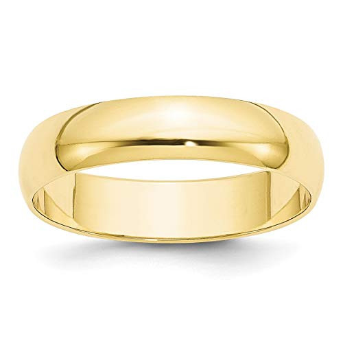 Solid 10k Yellow Gold Ring - Classic Half Round Wedding Bands for Women and Men - Polished 5mm Lightweight Wedding Band for Marriage, Size 12.5 - Timeless Anniversary Ring for Couples | Amazon (US)