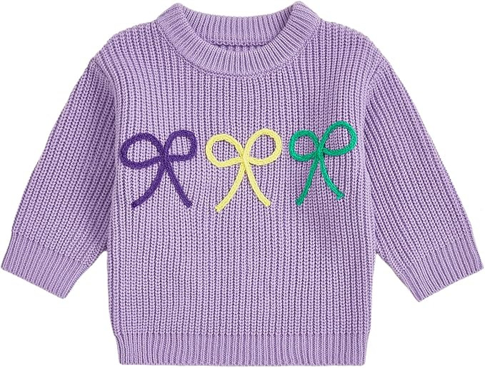 Baby Girl Knit Sweater Cute Bow Chunky Knitted Pullover Sweatshirt Toddler Girls Fall Winter Clot... | Amazon (US)