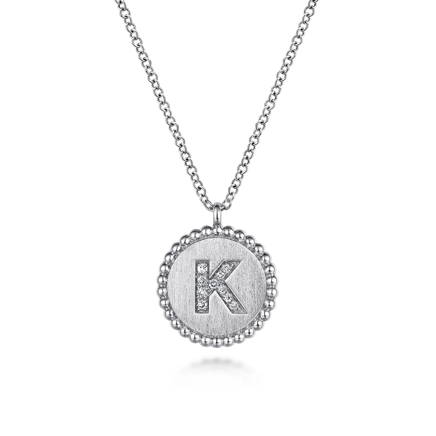925 Sterling Silver Diamond Bujukan Initial K Necklace | Gabriel & Co. Fine Jewelry And Bridal