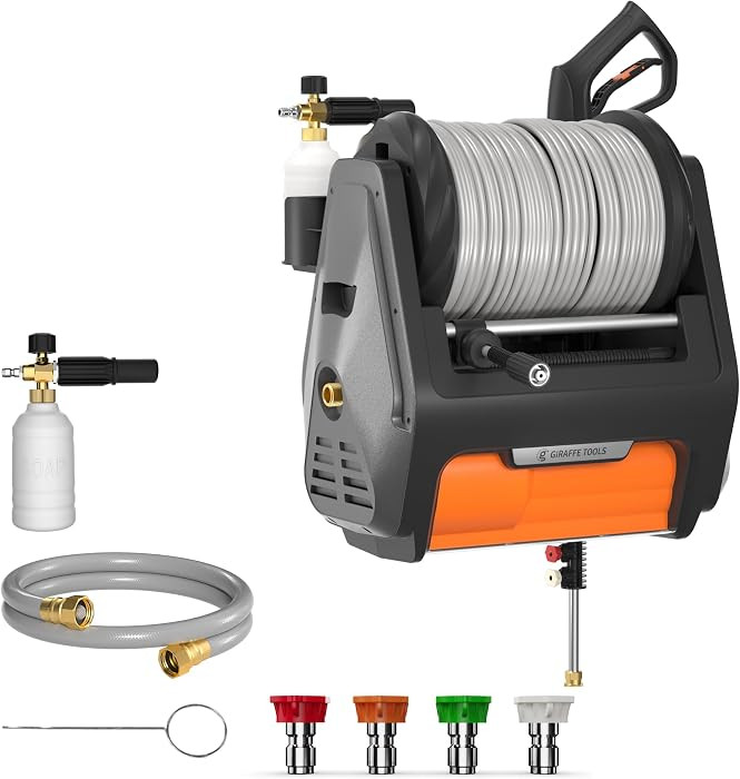 Giraffe Tools Grandfalls Retractable Pressure Washer Pro, Wall Mount Pressure Washer, Electric Po... | Amazon (US)