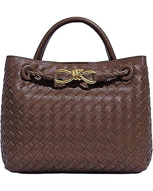 Woven Bags for Women Bowknot Small Tote Hobo Shoulder Crossbody Bags PU Leather Handwoven Woven P... | Amazon (US)